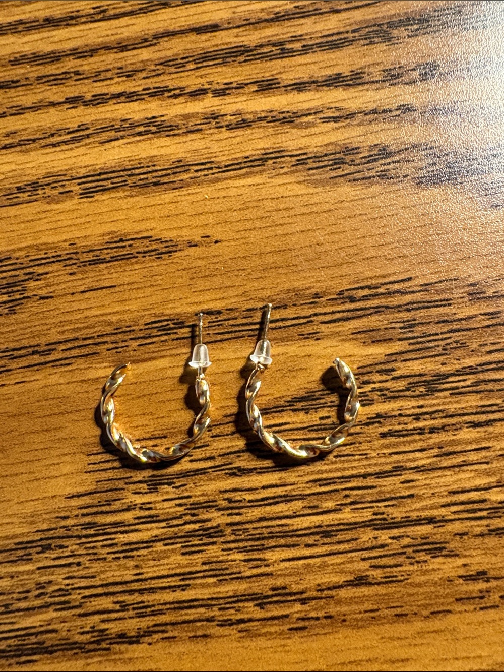 Gold Twisted Hoop Stud Earrings - Women Jewelry